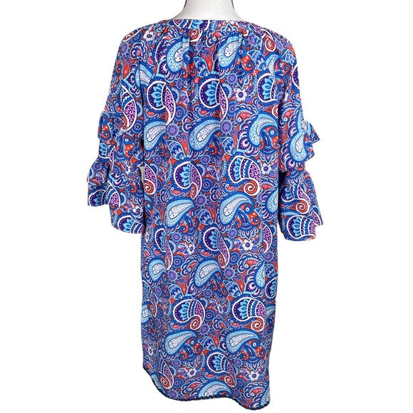 Simply Southern Blue Paisley Bell Sleeve Dress - Picture 4 of 8